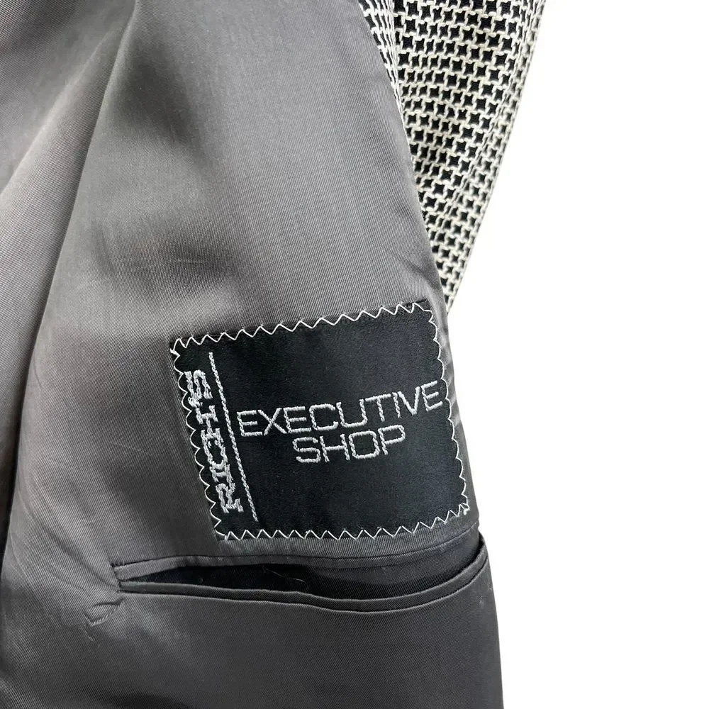 Andrew Fezza Men Houndstooth Blazer Sport Coat Double Breasted Black Cream 42R‎